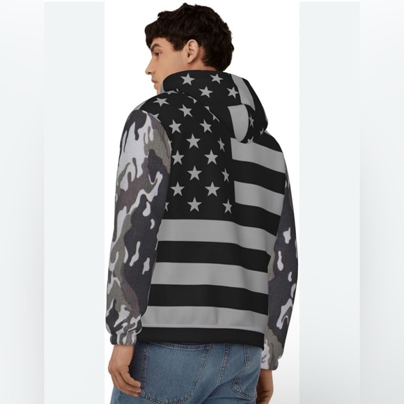 Other - Xl hoodie American flag camo gray and black